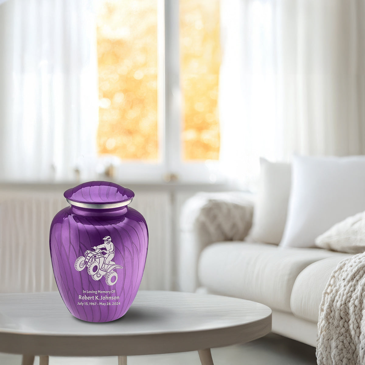 Medium Embrace Pearl Purple ATV Cremation Urn