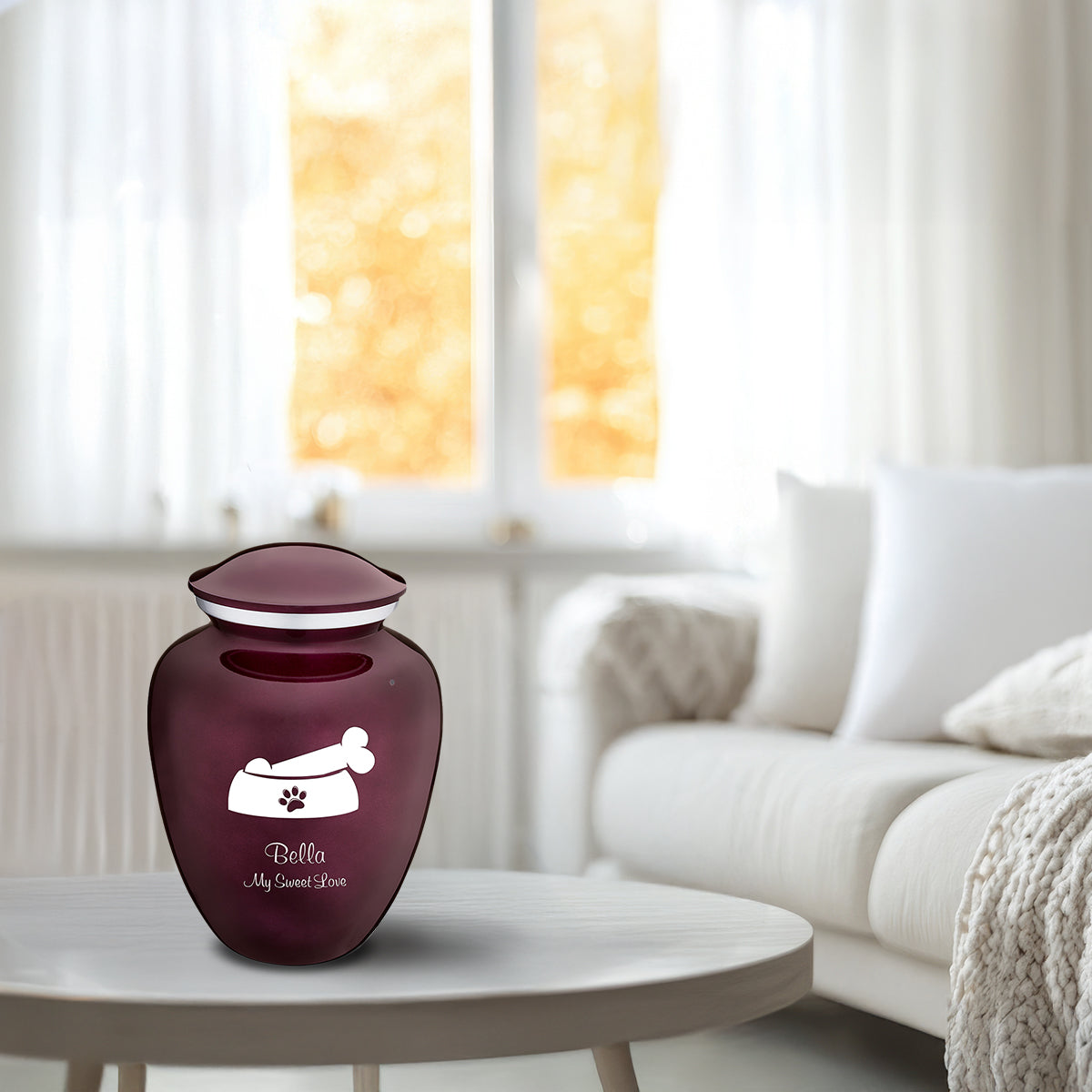 Medium  Embrace Cherry Purple Pet Dog Bone Cremation Urn