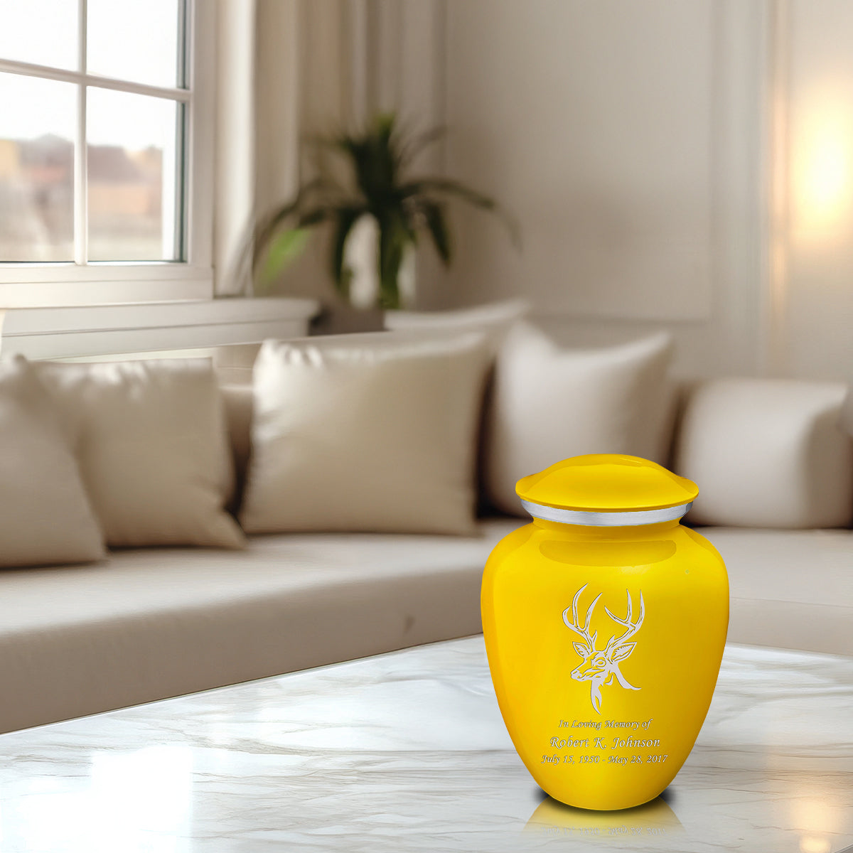 Medium Embrace Yellow Deer Cremation Urn