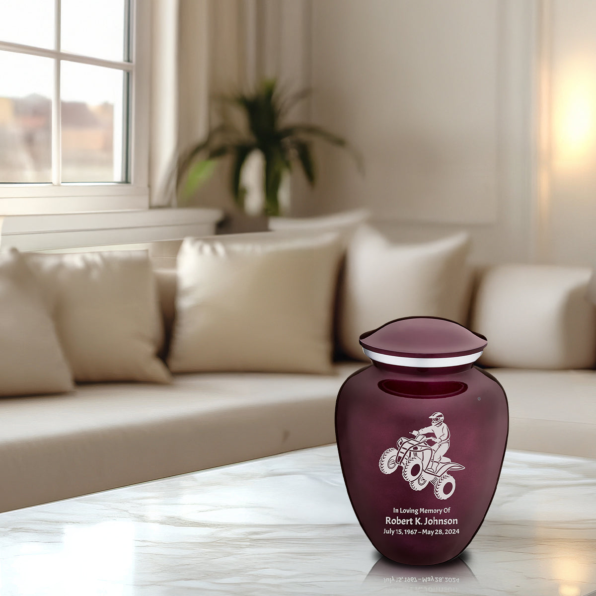 Medium Embrace Cherry Purple ATV Cremation Urn