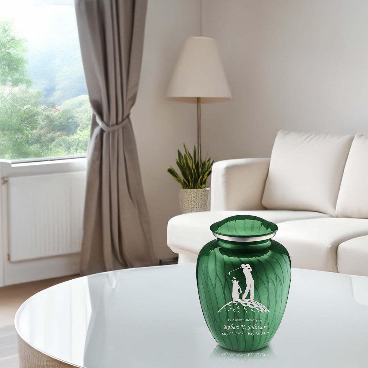 Medium Embrace Pearl Green Golf Cremation Urn