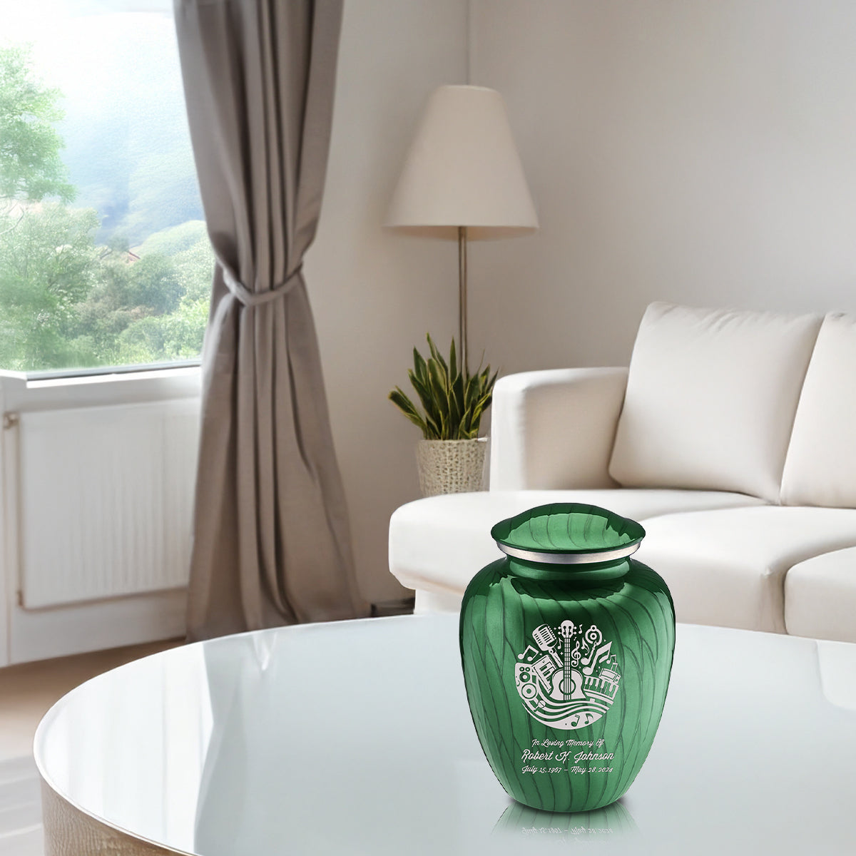 Medium Embrace Pearl Green Music Cremation Urn