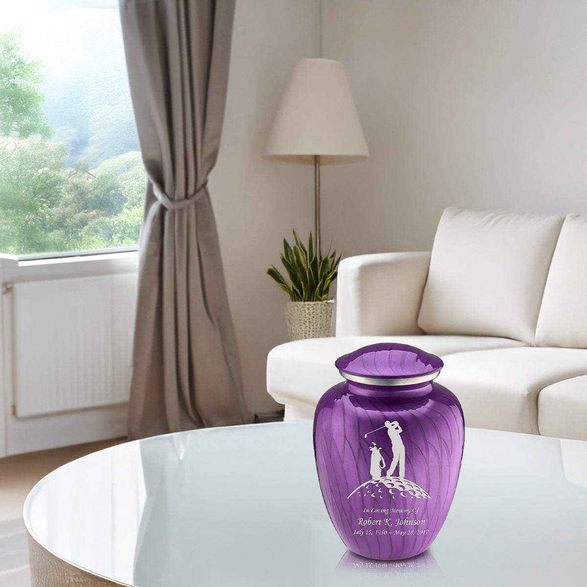 Medium Embrace Pearl Purple Golf Cremation Urn