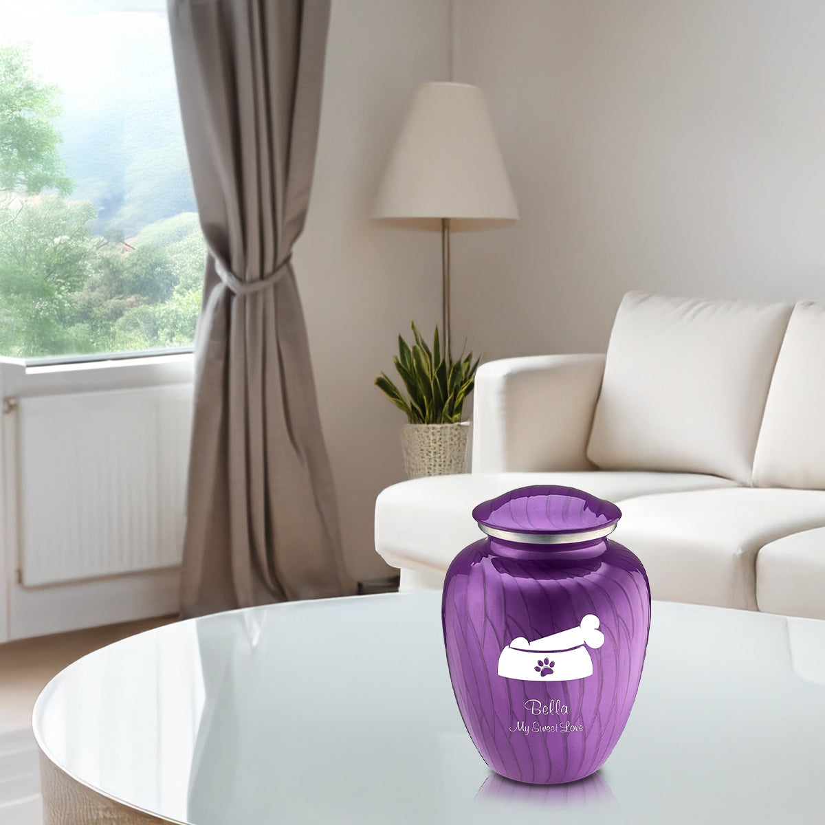 Medium  Embrace Pearl Purple Pet Dog Bone Cremation Urn