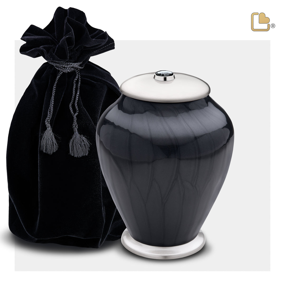 Medium Tall Simplicity Midnight Pearl Cremation Urn - COMFORT by LoveUrns