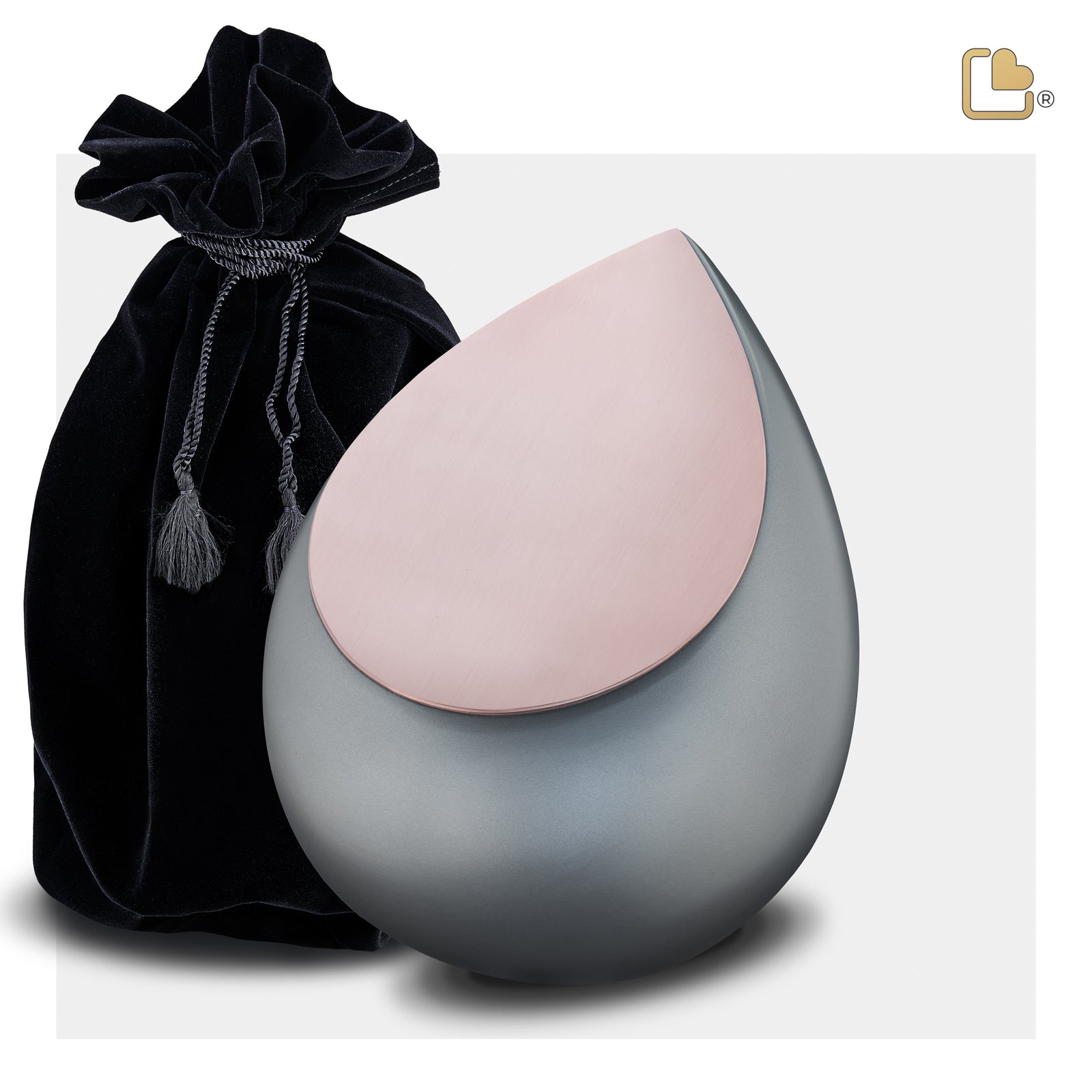Drop Medium Urn French Grey & Brushed Rose Gold