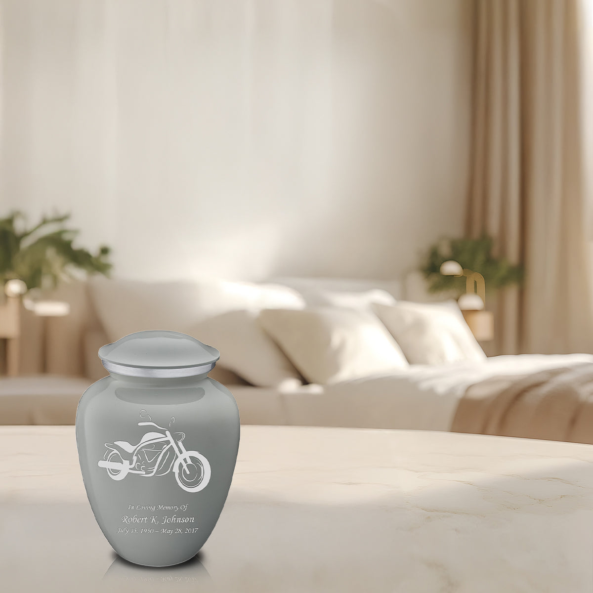 Medium Embrace Slate Grey Motorcycle Cremation Urn