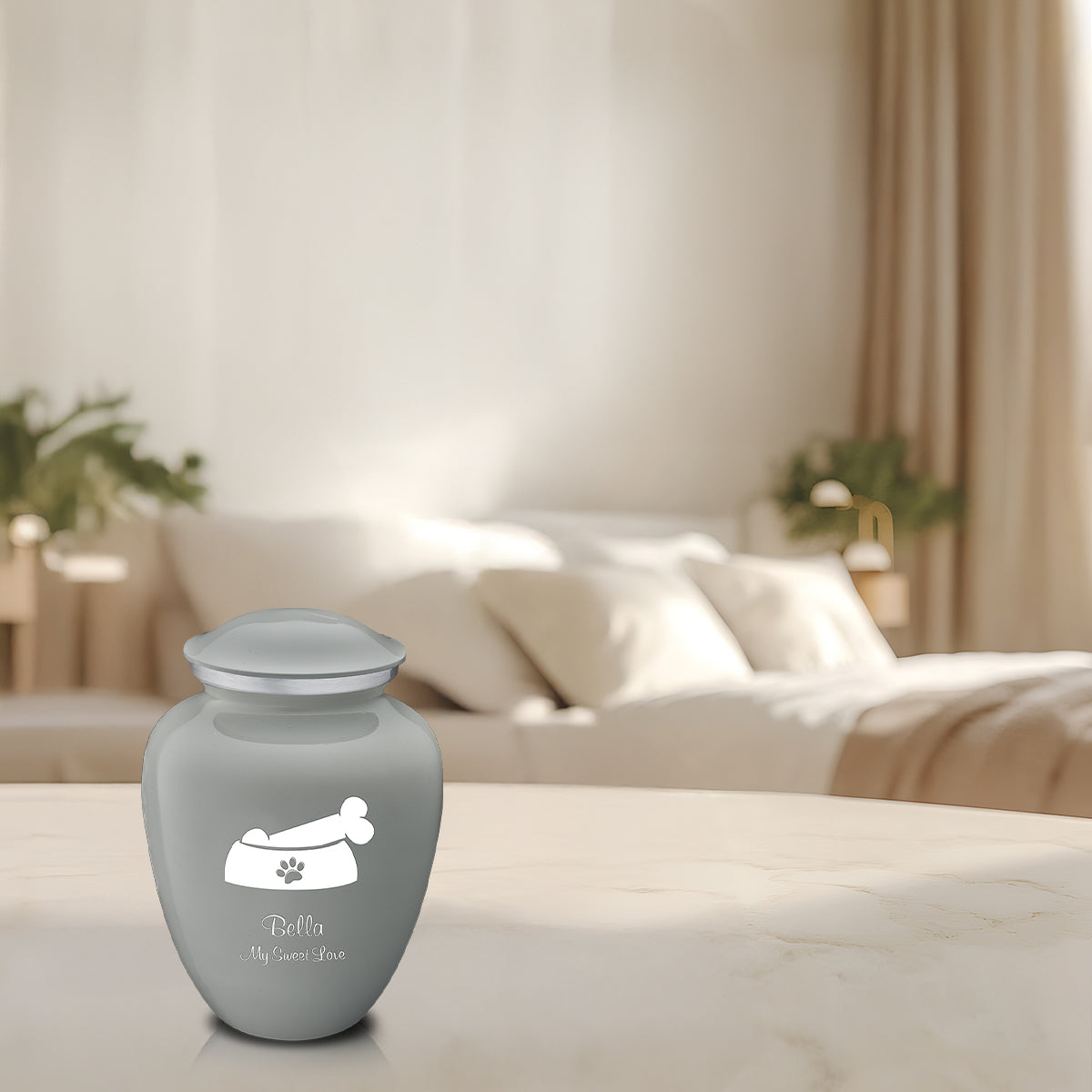 Medium  Embrace Slate Grey Pet Dog Bone Cremation Urn