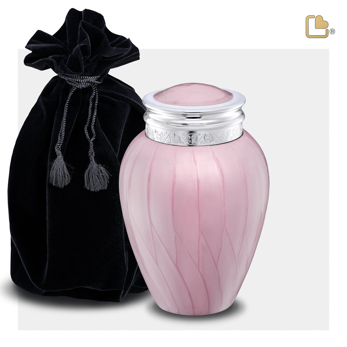 Blessing Medium Urn Pearl Pink & Polished Silver