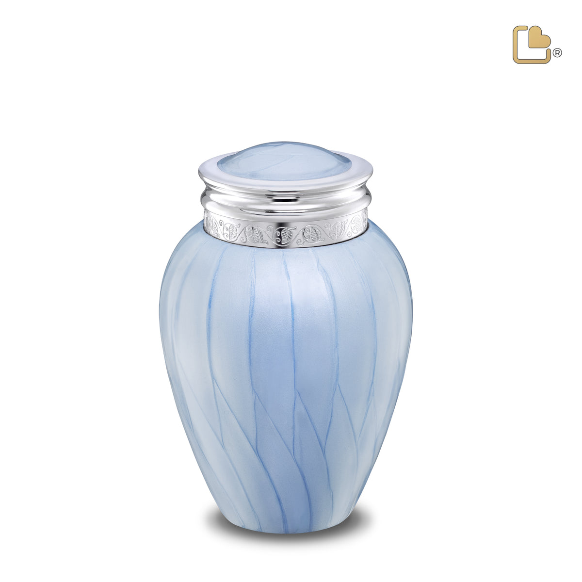 Blessing Medium Urn Pearl Blue & Polished Silver
