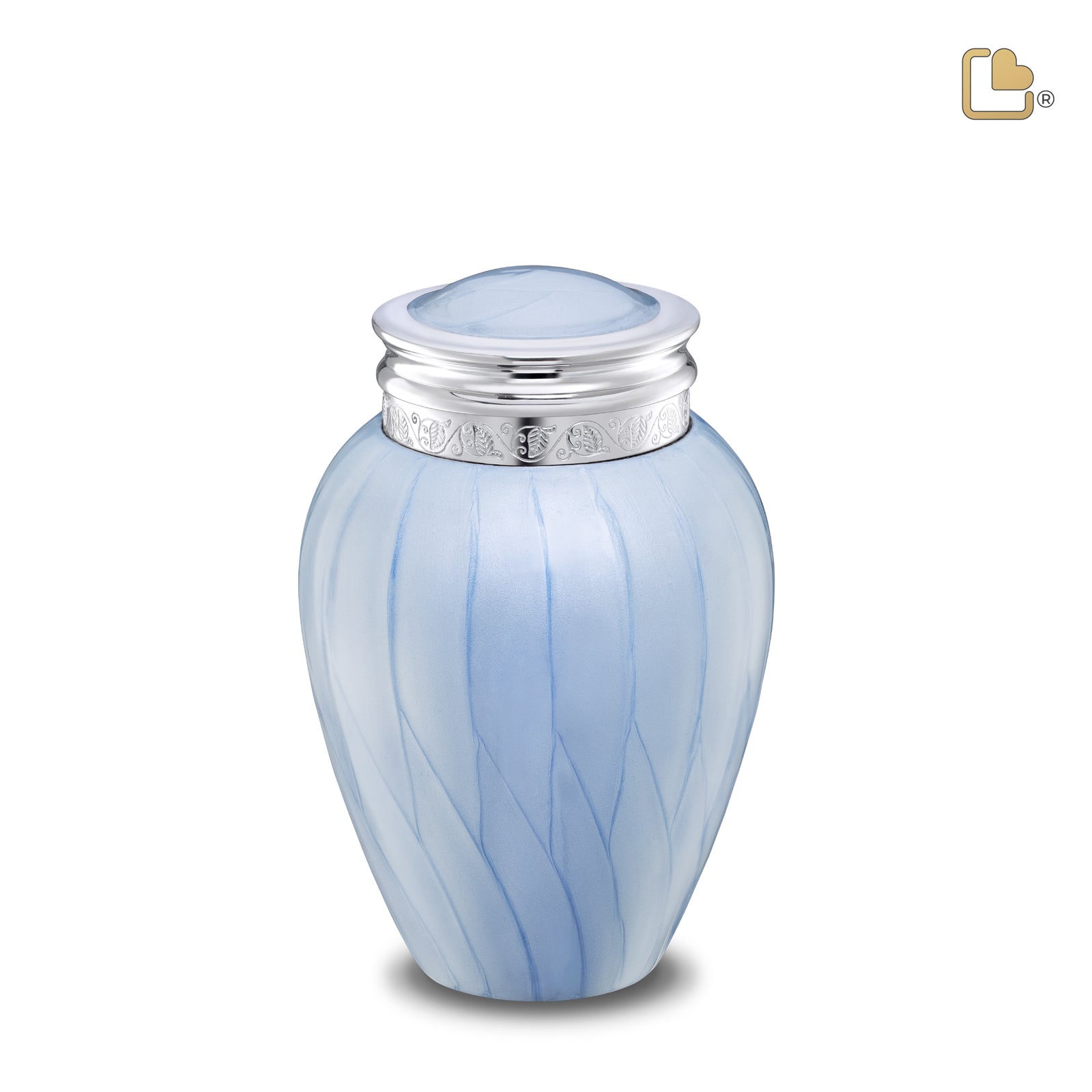 Blessing Medium Urn Pearl Blue & Polished Silver