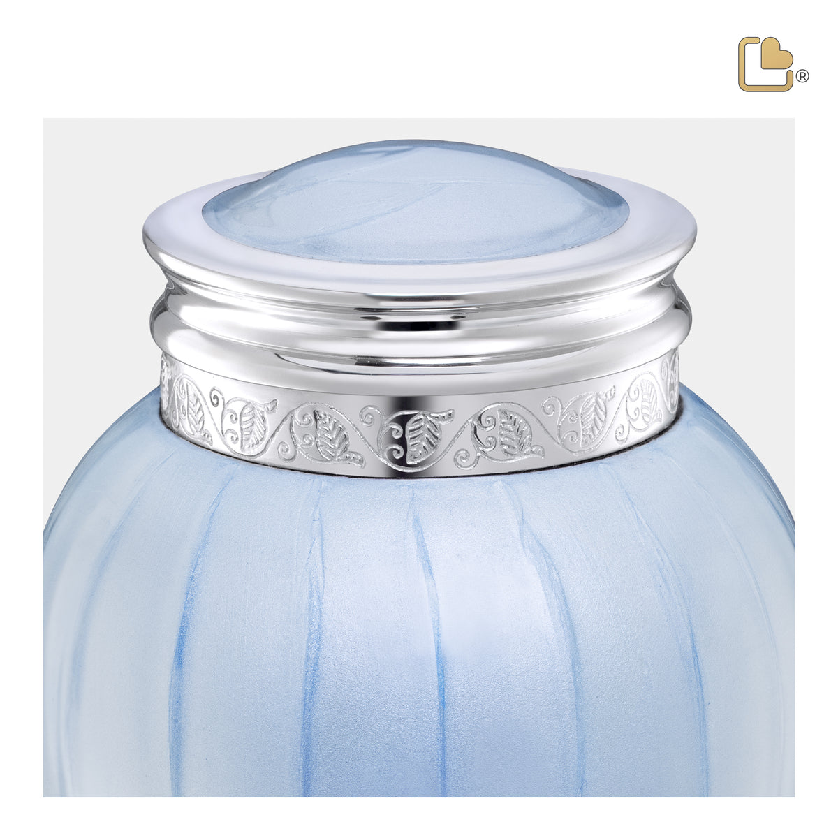 Blessing Medium Urn Pearl Blue & Polished Silver
