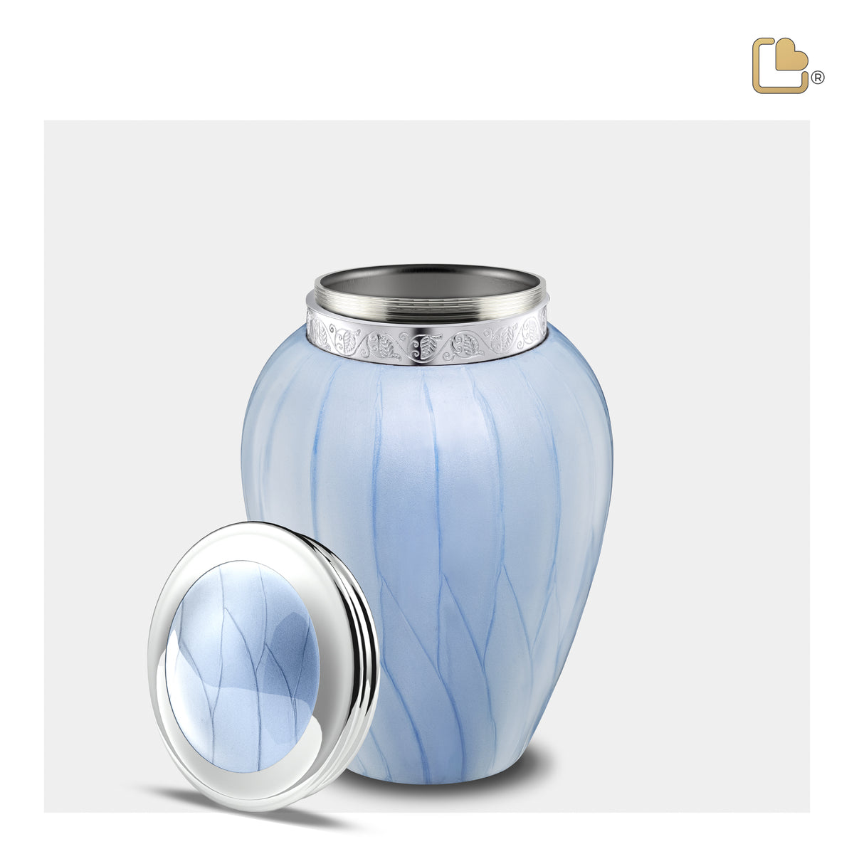 Blessing Medium Urn Pearl Blue & Polished Silver