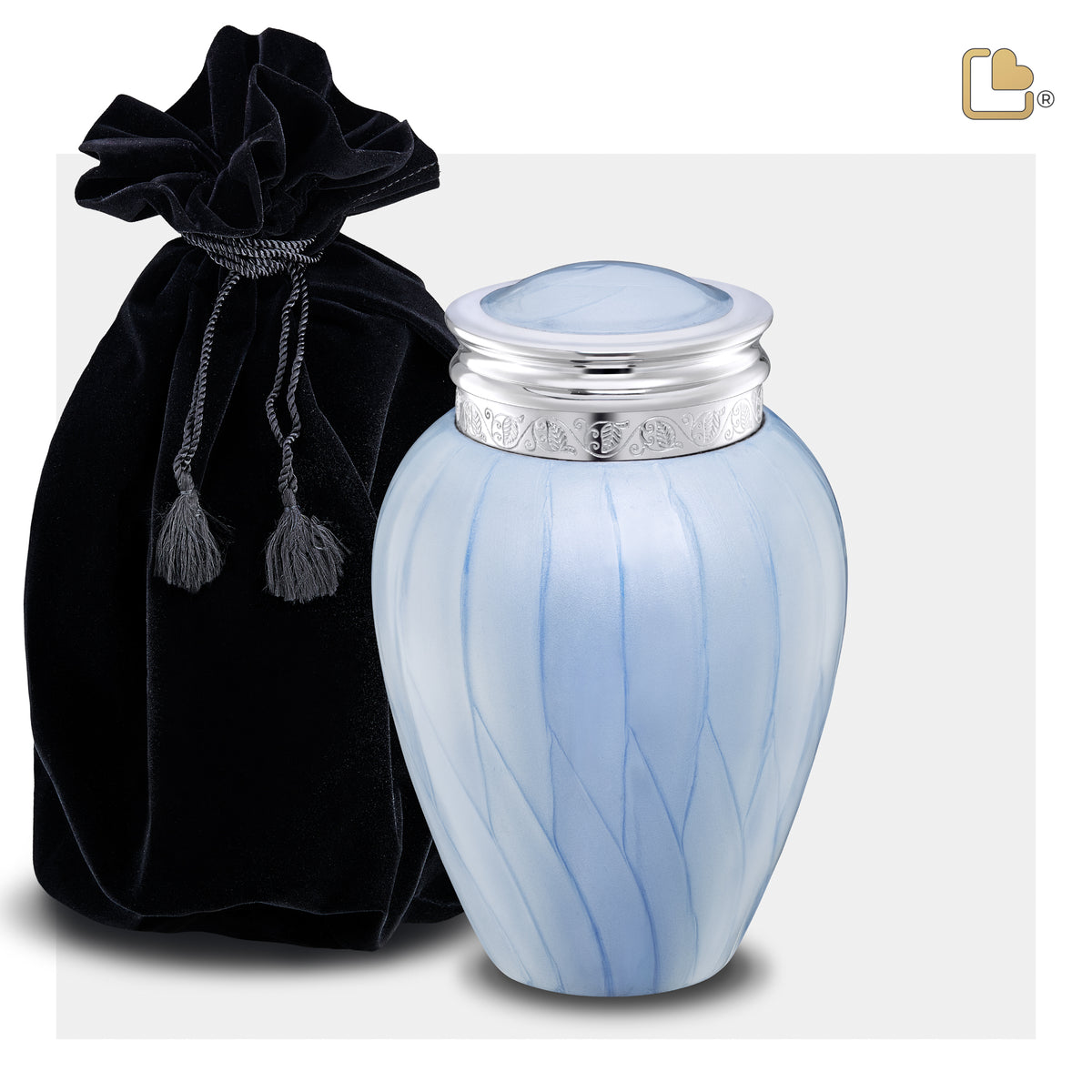 Blessing Medium Urn Pearl Blue & Polished Silver