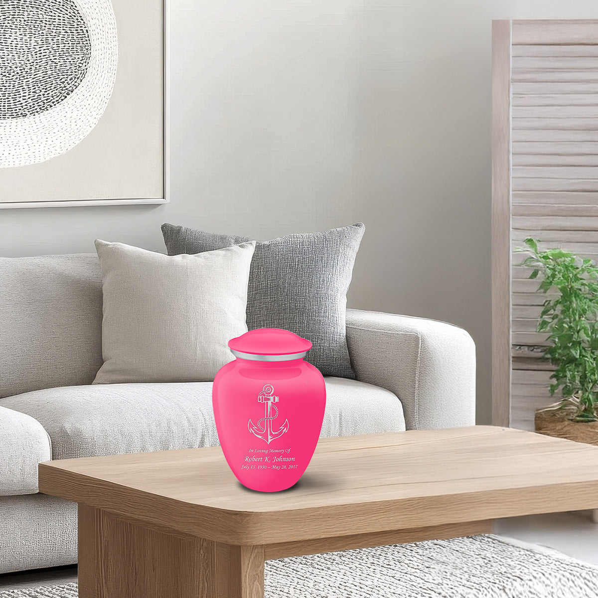 Medium Embrace Bright Pink Anchor Cremation Urn