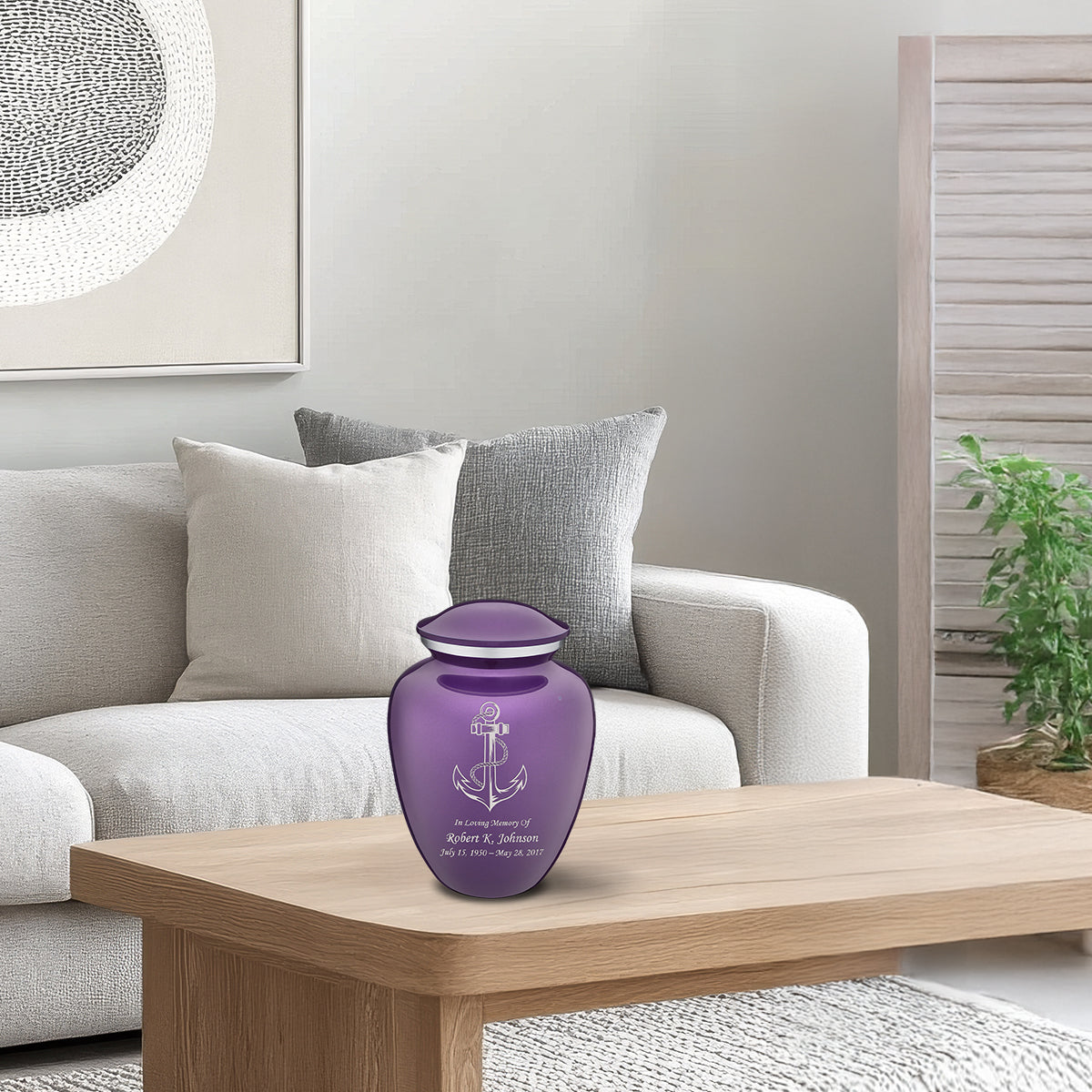 Medium Embrace Purple Anchor Cremation Urn