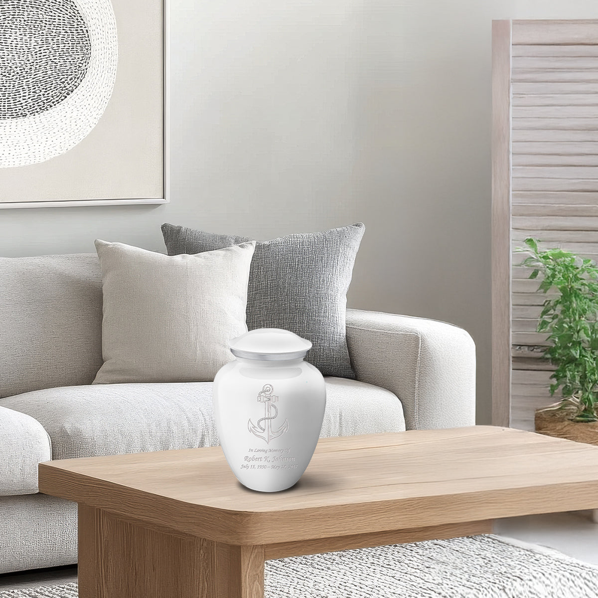 Medium Embrace White Anchor Cremation Urn