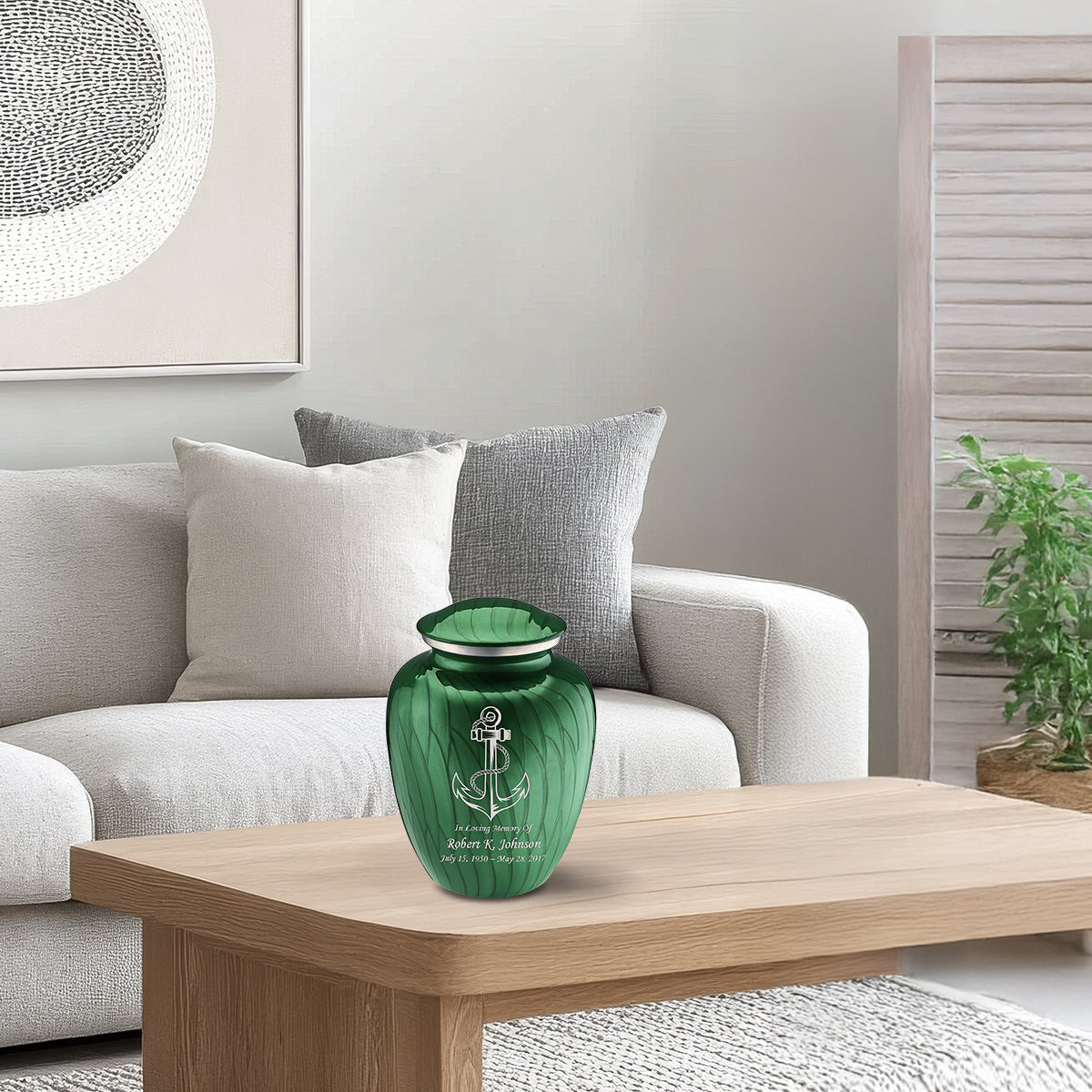 Medium Embrace Pearl Green Anchor Cremation Urn