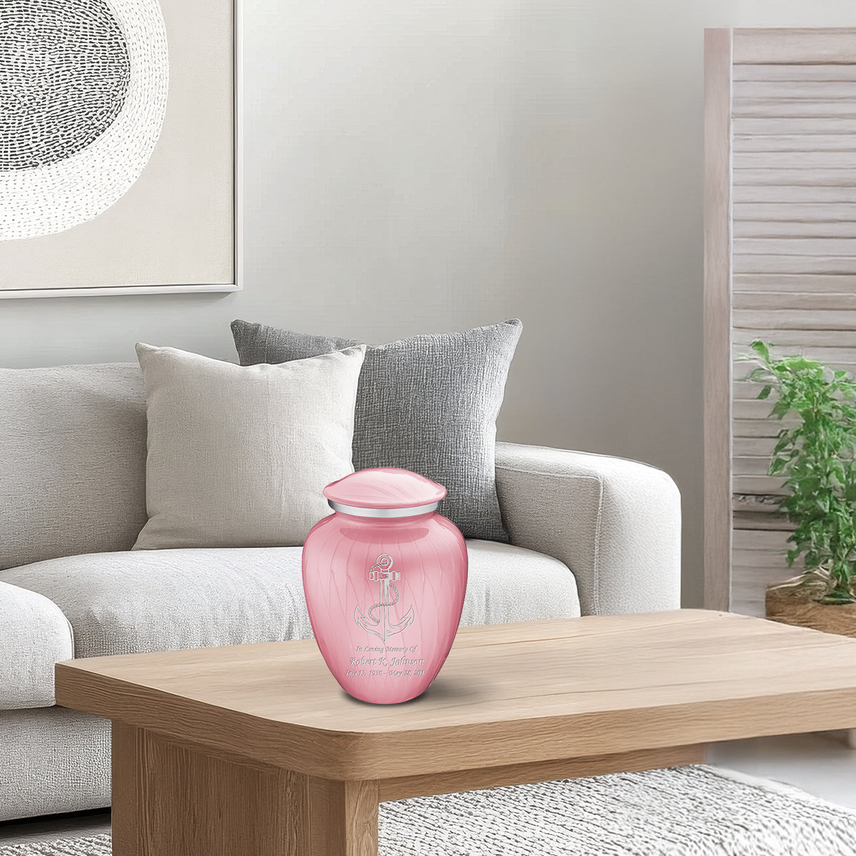 Medium Embrace Pearl Pink Anchor Cremation Urn