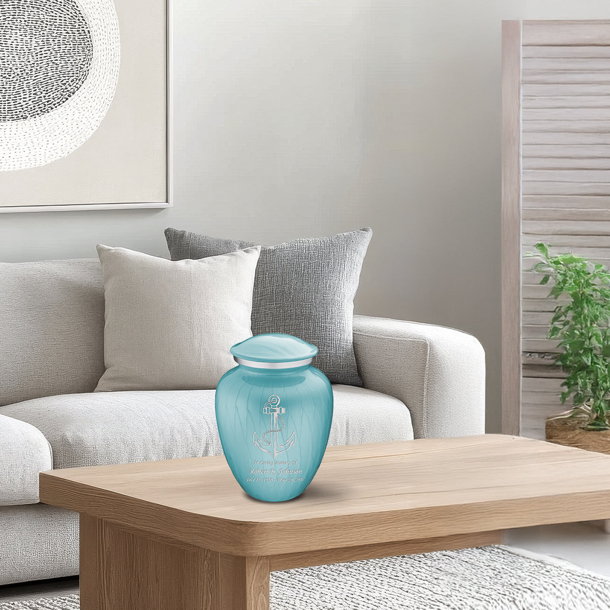 Medium Embrace Pearl Light Blue Anchor Cremation Urn