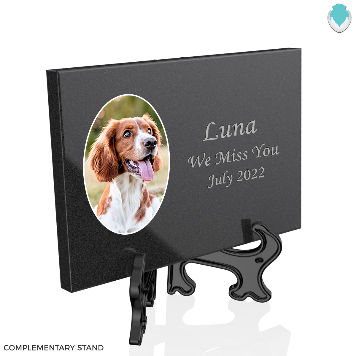 Custom Printed Pet Portrait Black Granite Plaque - Horizontal