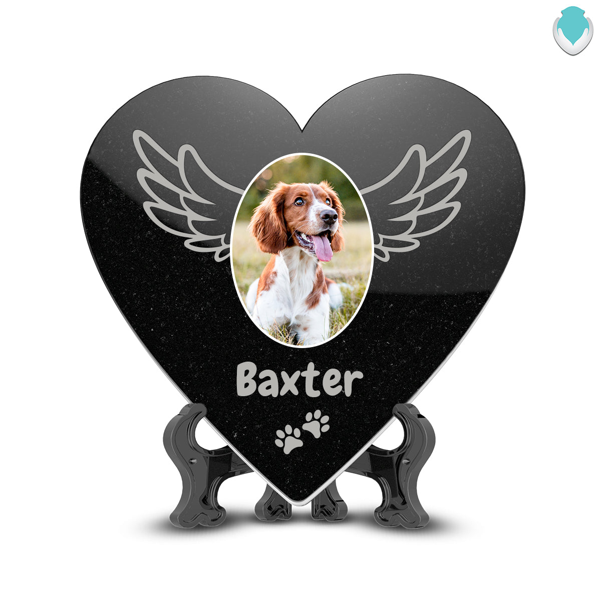 Custom Printed Pet Picture Black Granite Plaque - Heart