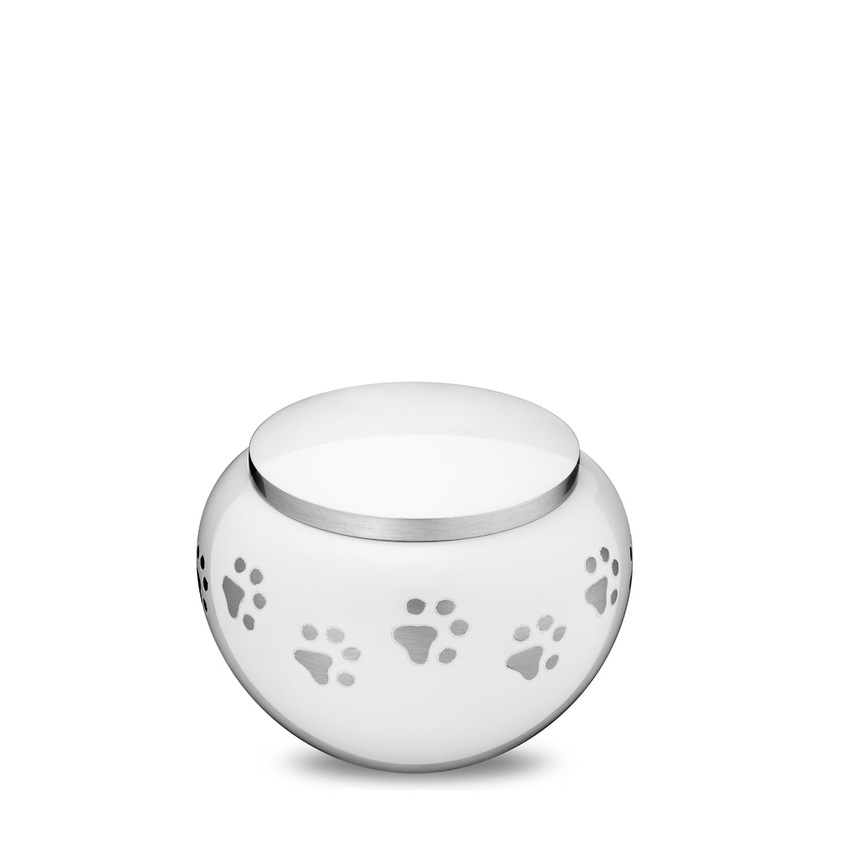 Classic Round Small Pet Urn White & Bru Pewter