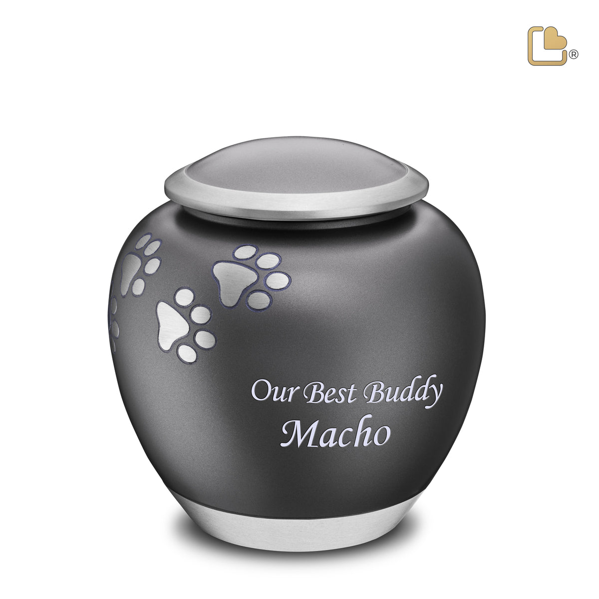Shadow Large Pawprint Pet Urn French Grey & Bru Pewter