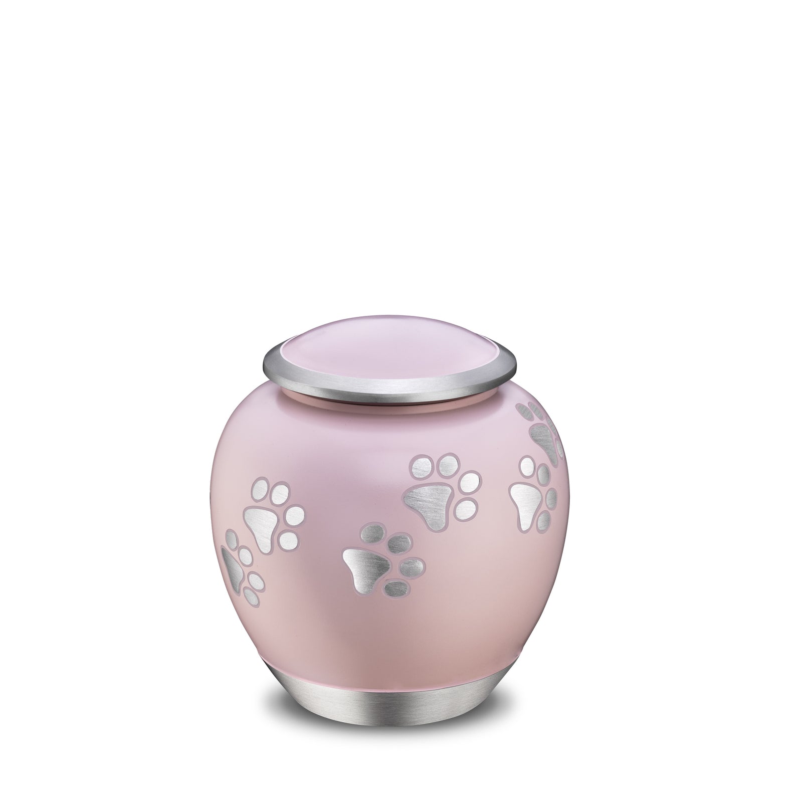 Shadow Small Pawprint Pet Urn Pink & Brushed Pewter