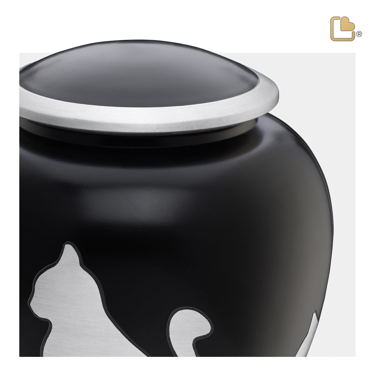 Shadow Medium Cat Pet Urn Black & Bru Pewter