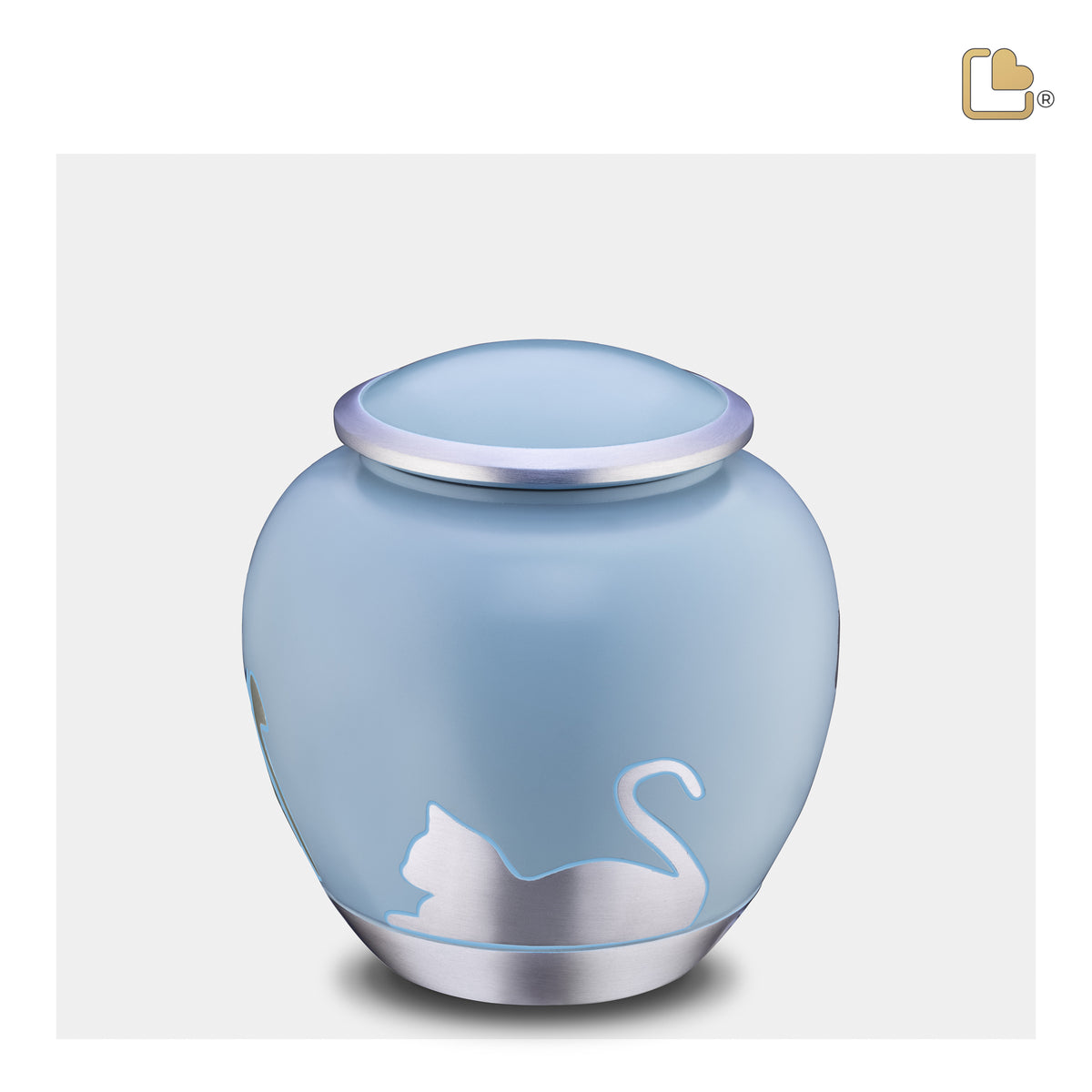 Shadow Medium Cat Pet Urn Blue & Bru Pewter