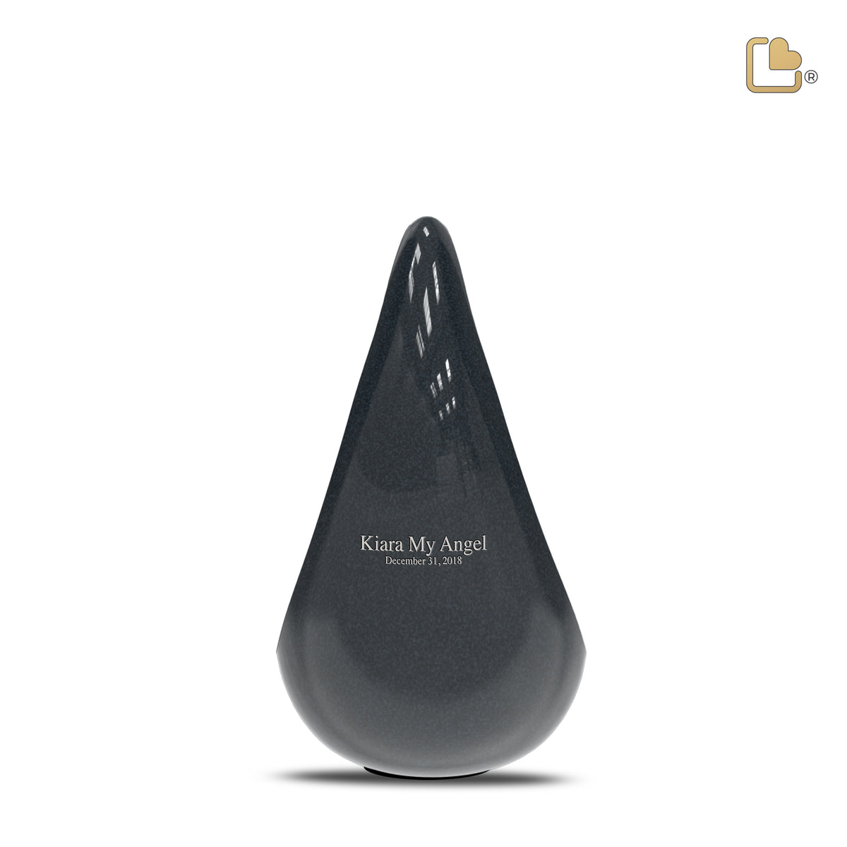 Medium TearDrop Brushed Pewter Midnight Cremation Urn