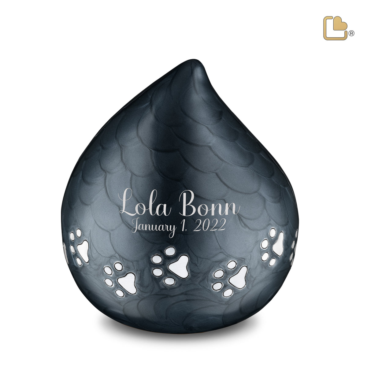 LoveDrop Large Pet Urn Pearl Midnight &amp; Bru Pewter