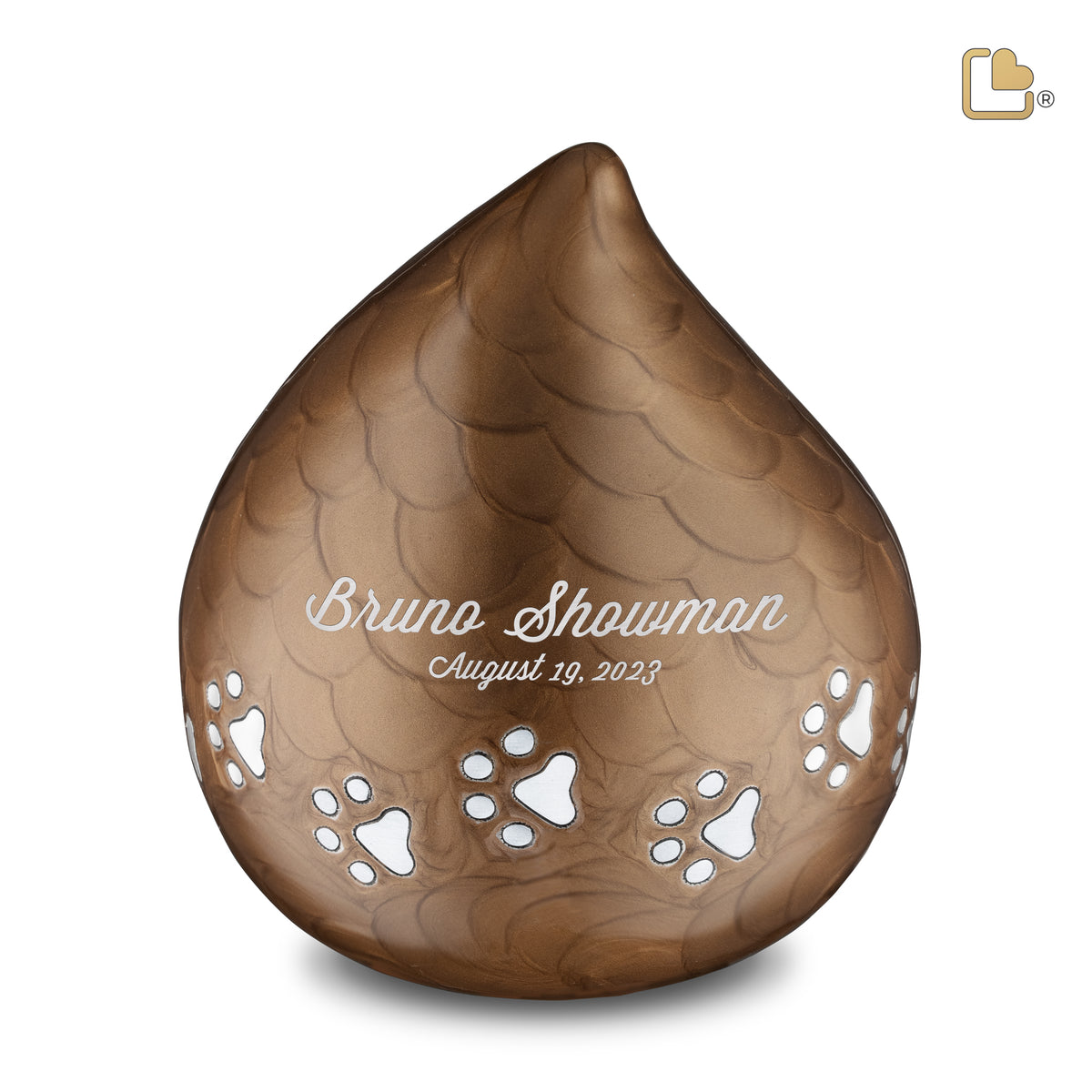 LoveDrop Large Pet Urn Pearl Bronze &amp; Bru Pewter