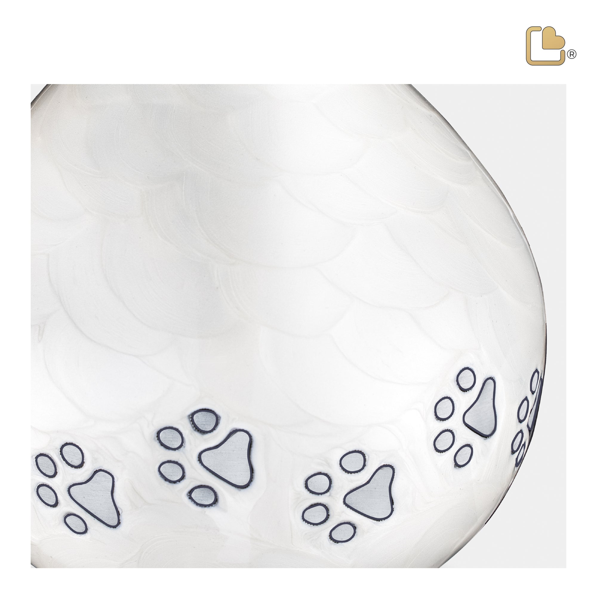 LoveDrop Large Pet Urn Pearl White & Bru Pewter