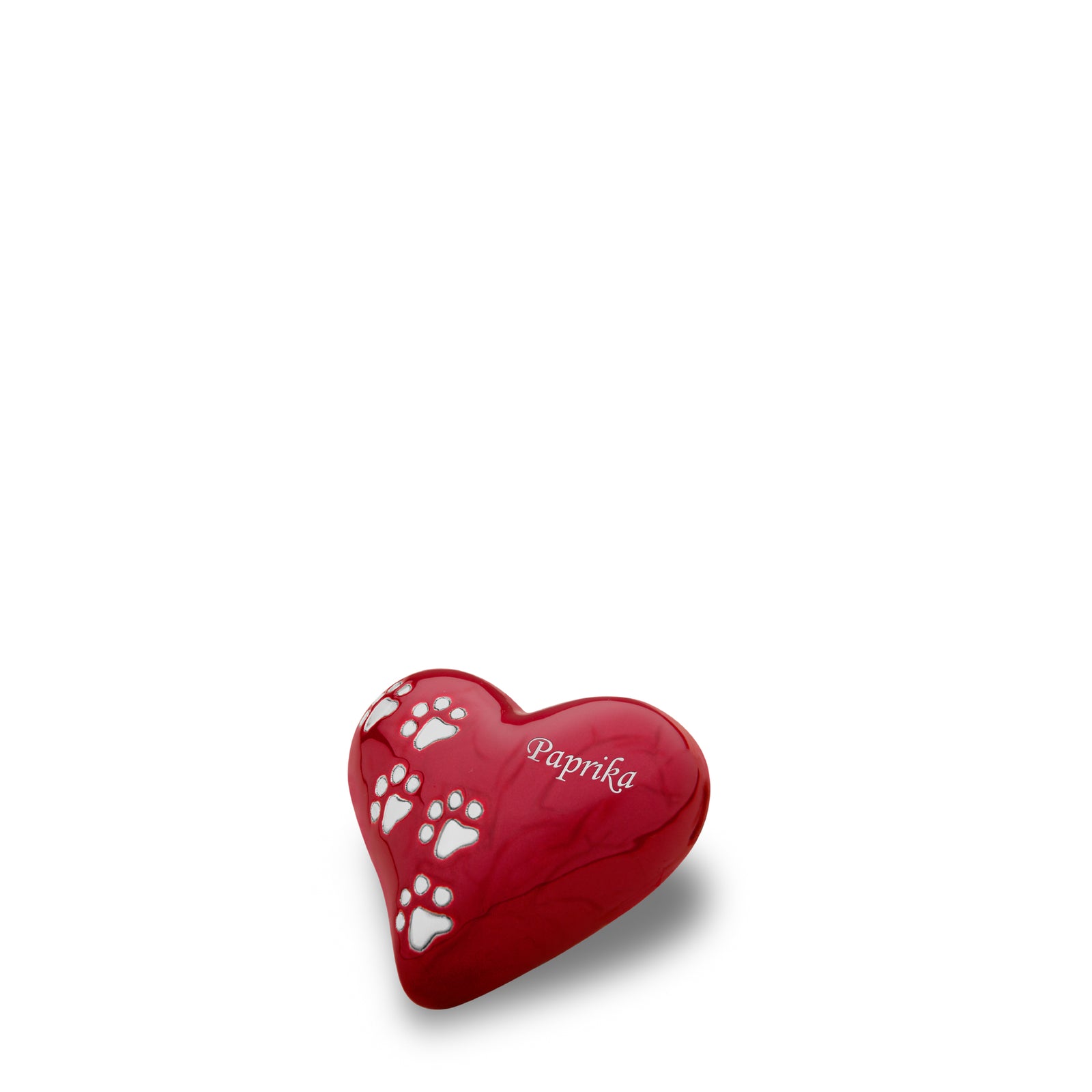 Keepsake Heart Pet Urn Pearl Red & Brushed Pewter