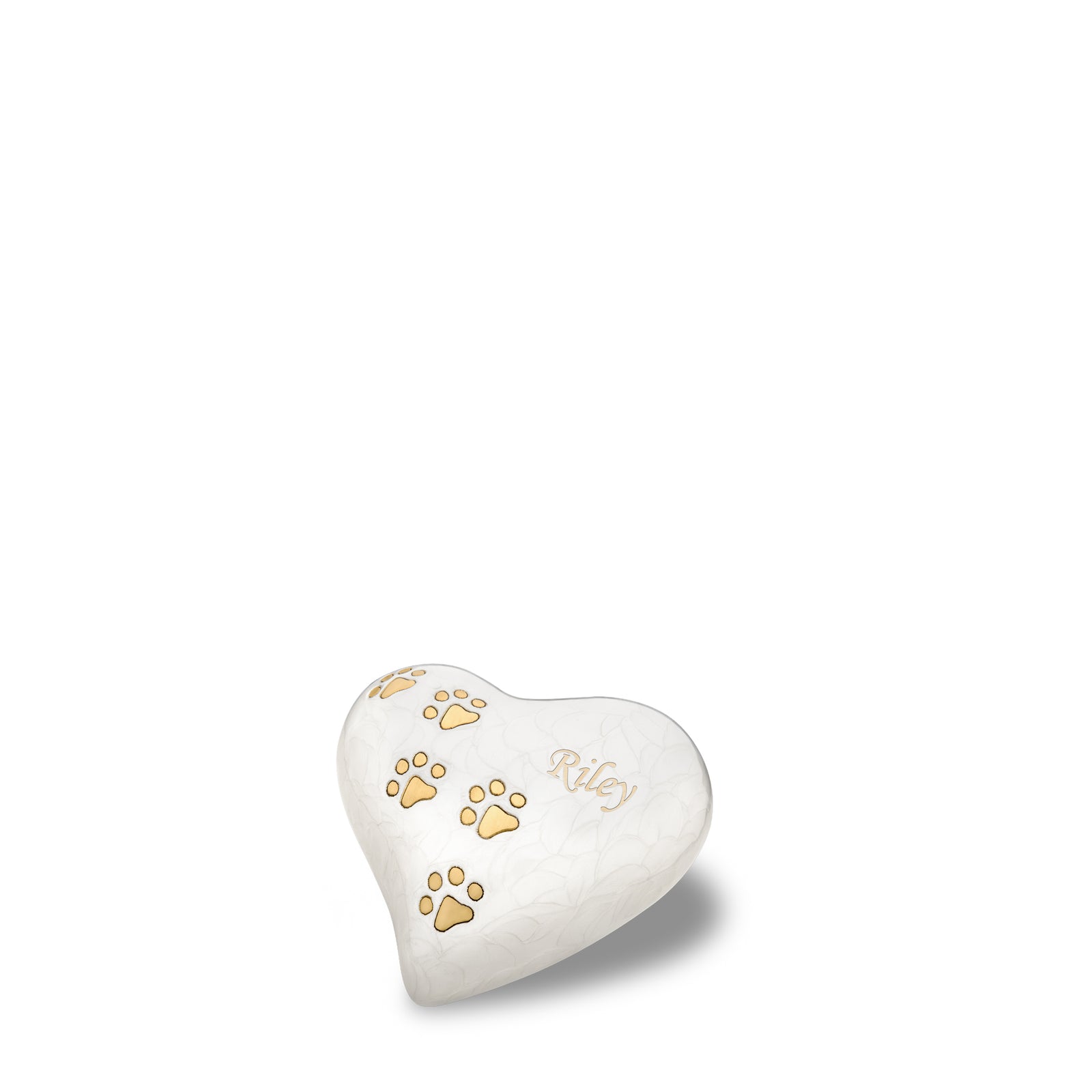 Keepsake Heart Pet Urn Pearl White & Brushed Gold