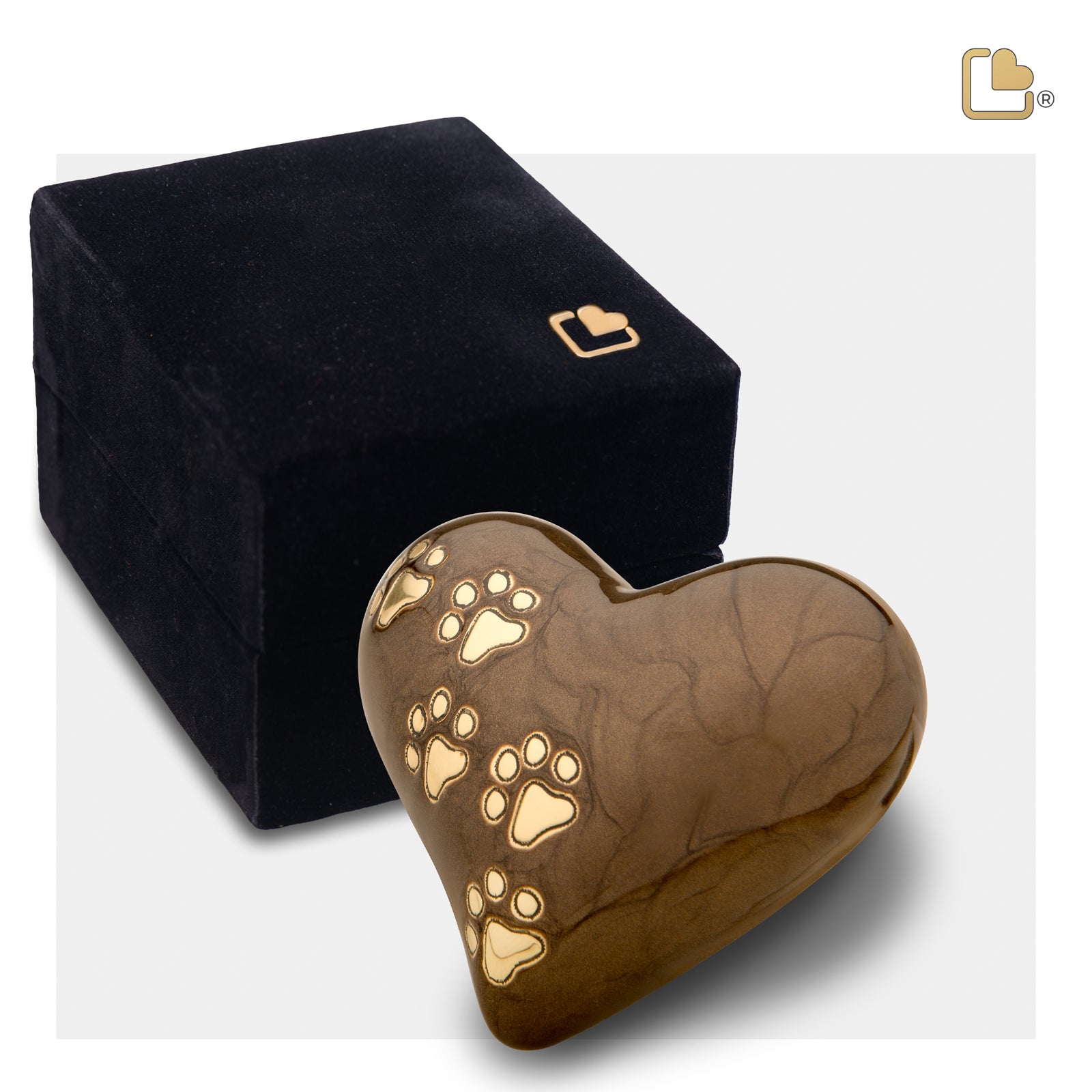 Keepsake Heart Pet Urn Pearl Bronze & Brushed Gold