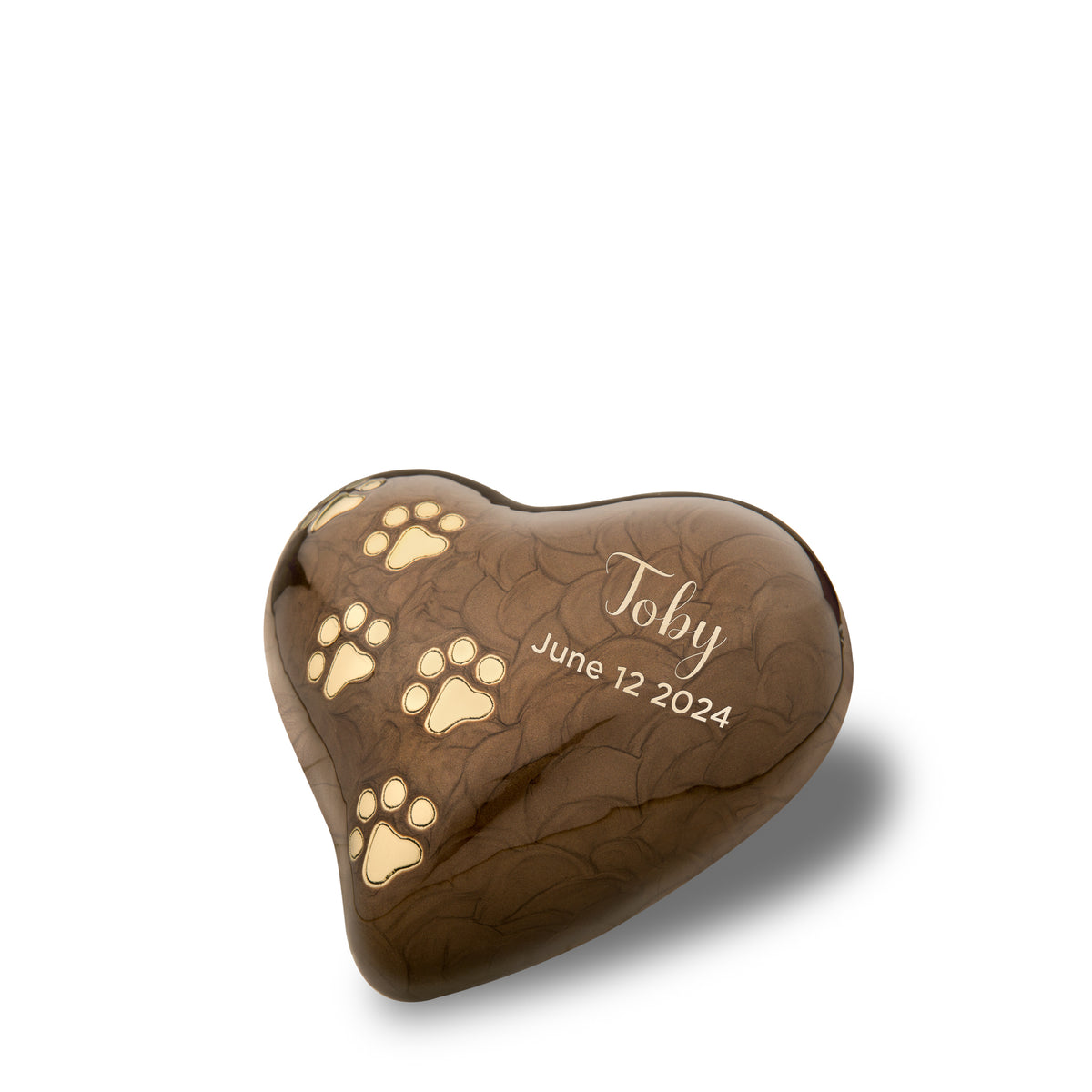 Medium Heart Pet Urn Pearl Bronze & Brushed Gold