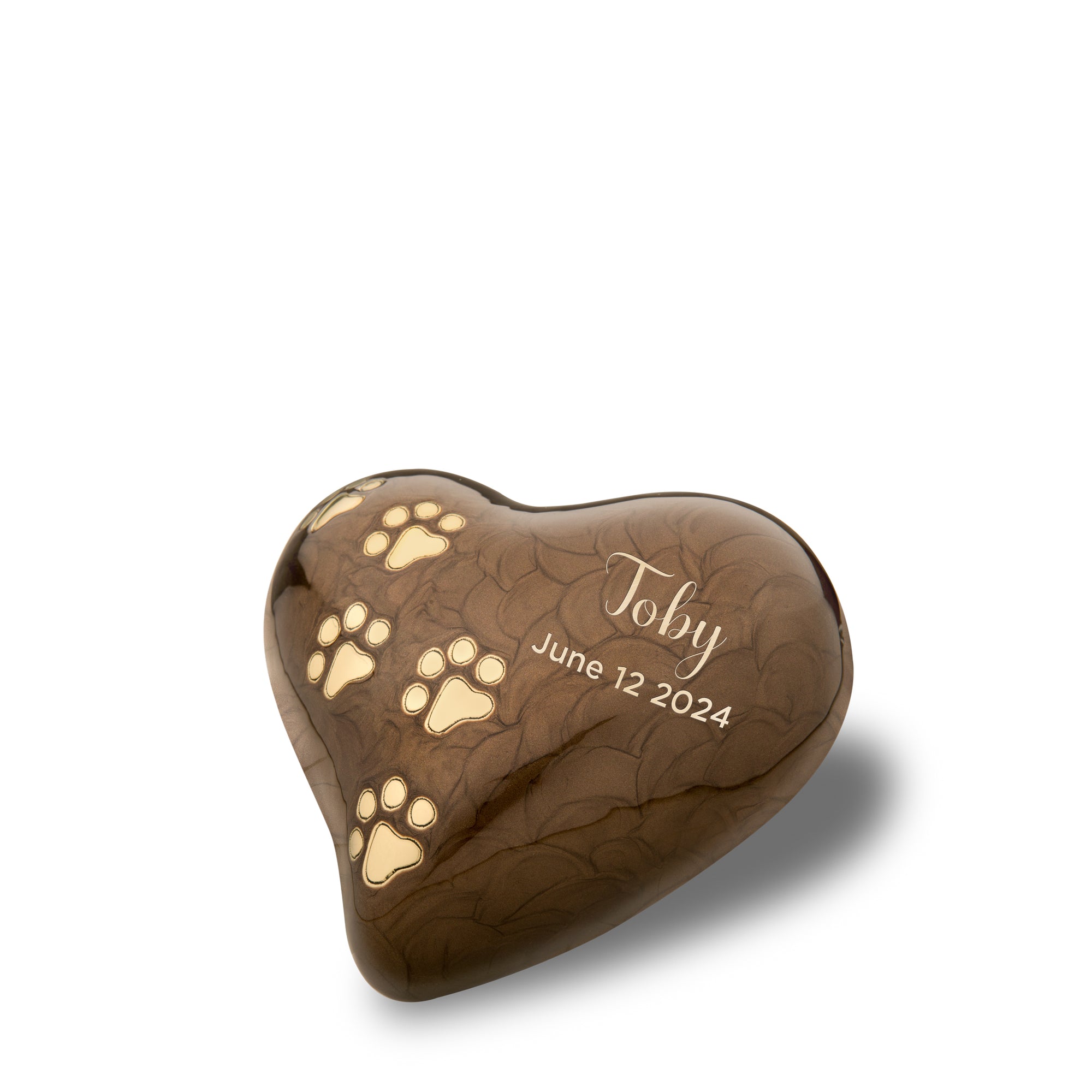 Medium Heart Pet Urn Pearl Bronze & Brushed Gold