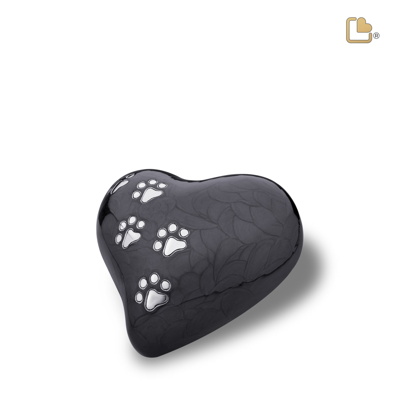 Medium Heart Pet Urn Pearl Midnight & Brushed Pewter