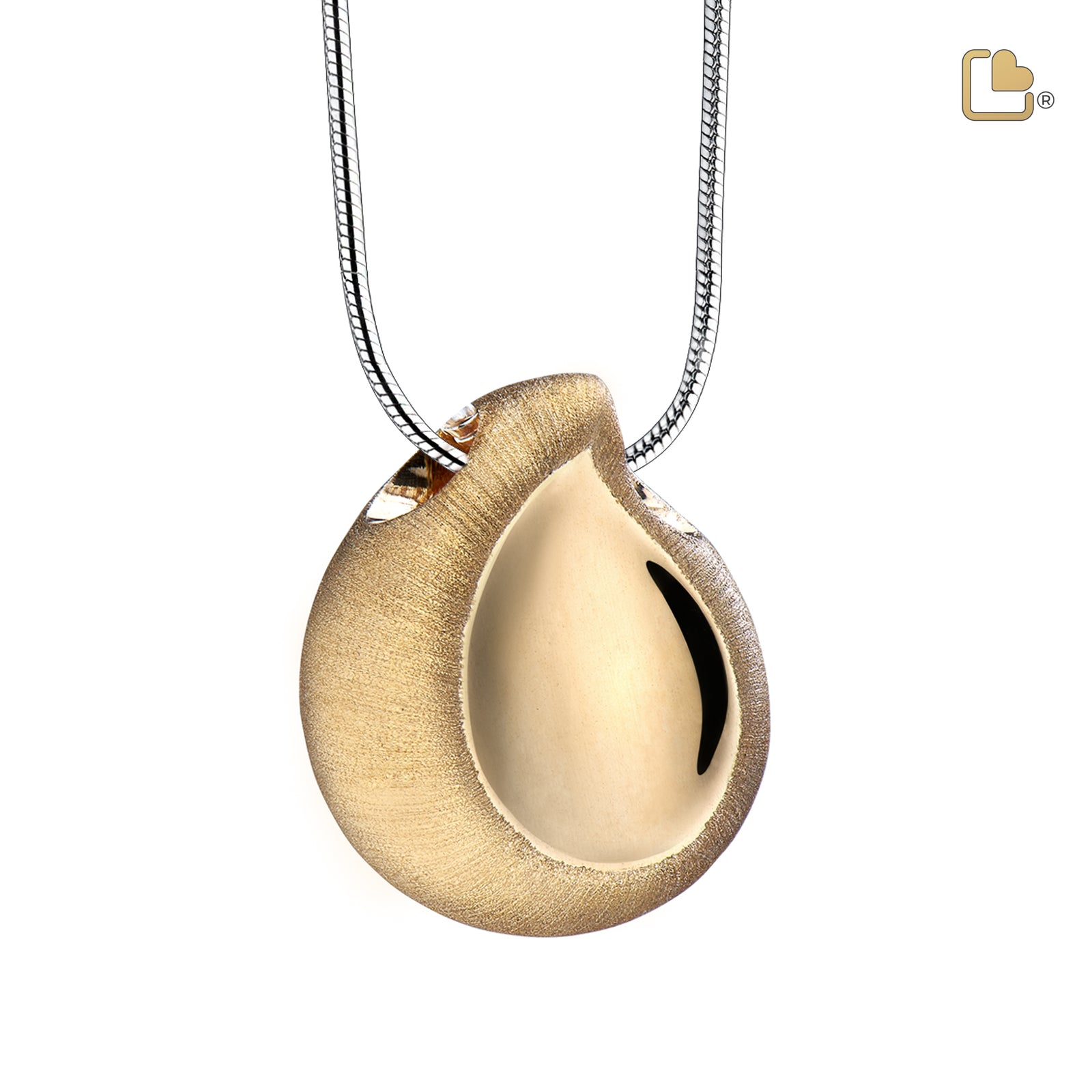 TearDrop Gold Vermeil Two Tone Sterling Silver Cremation Pendant