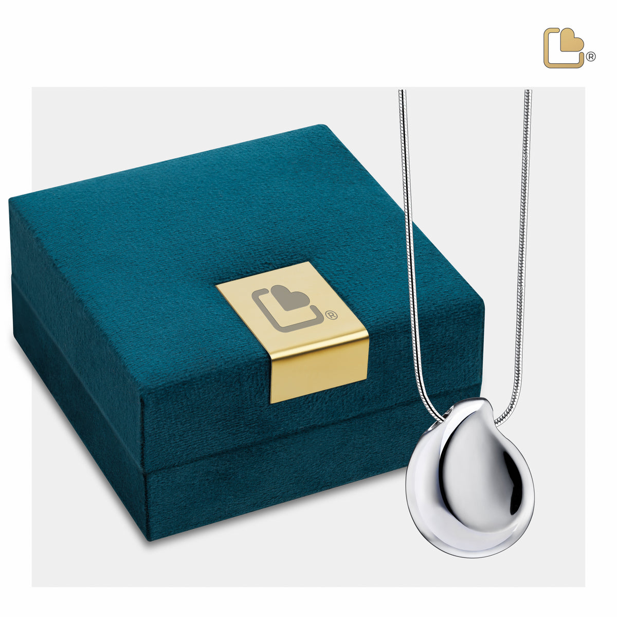 TearDrop Rhodium Plated Sterling Silver Cremation Pendant