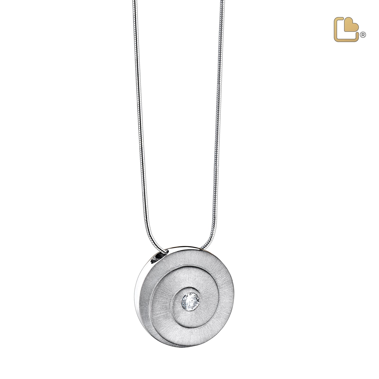 Eternity with Clear Crystal Two Tone Rhodium Plated Sterling Silver Cremation Pendant