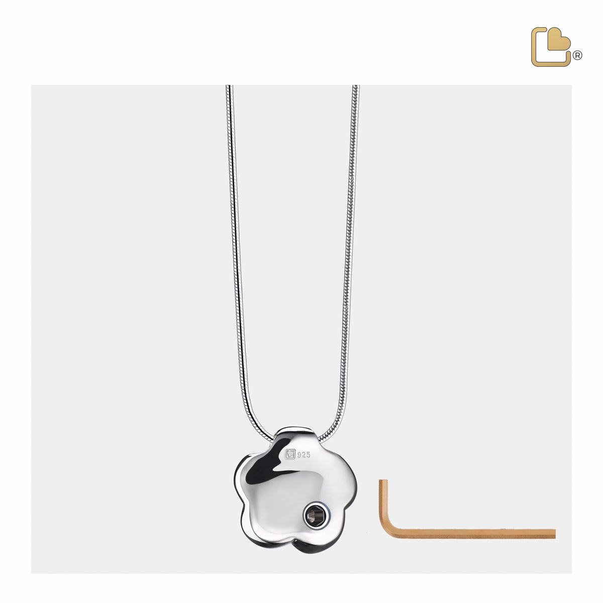 Bloom Rhodium Plated Two Tone Sterling Silver Cremation Pendant