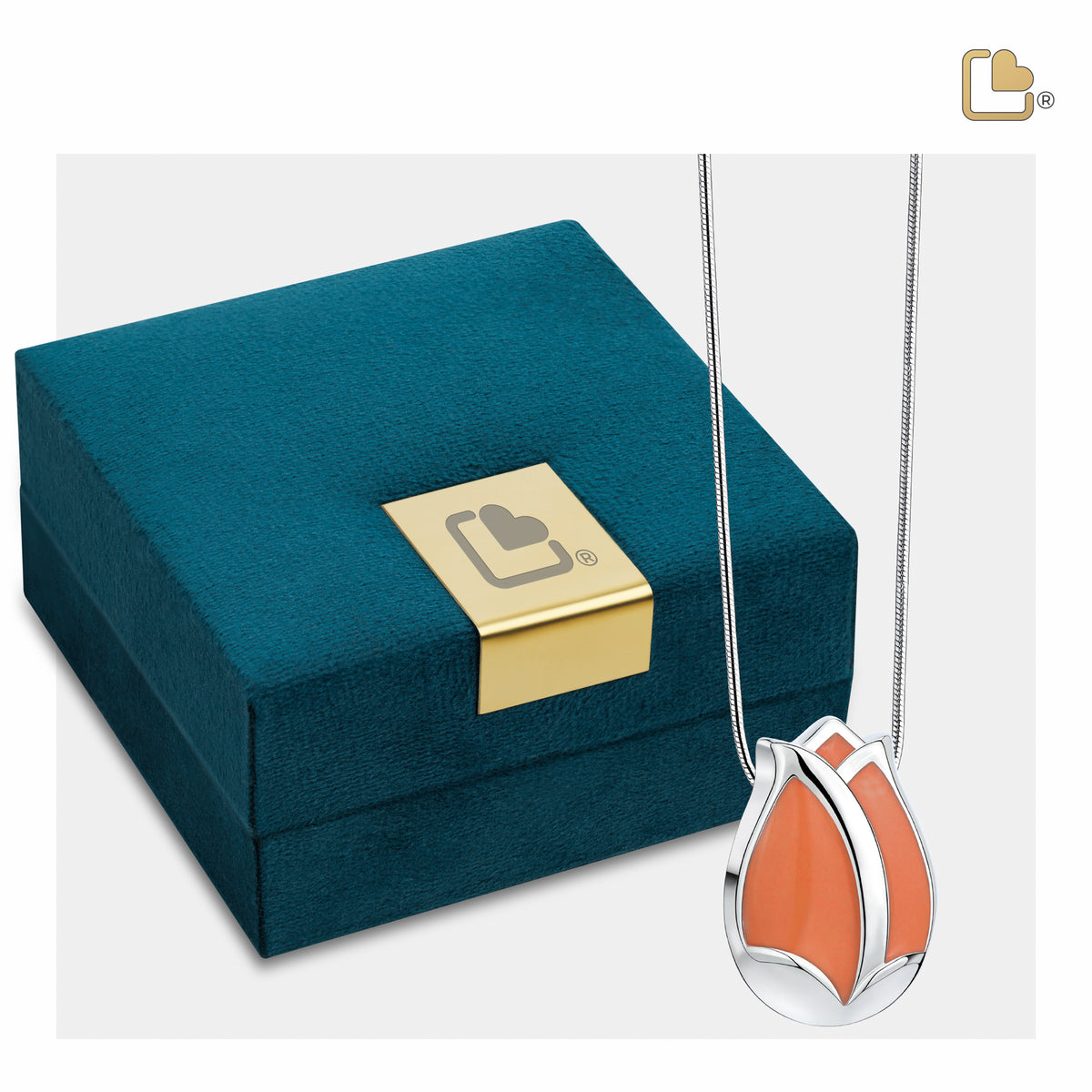 Tulip Ashes Pendant Pearl Orange & Polished Silver