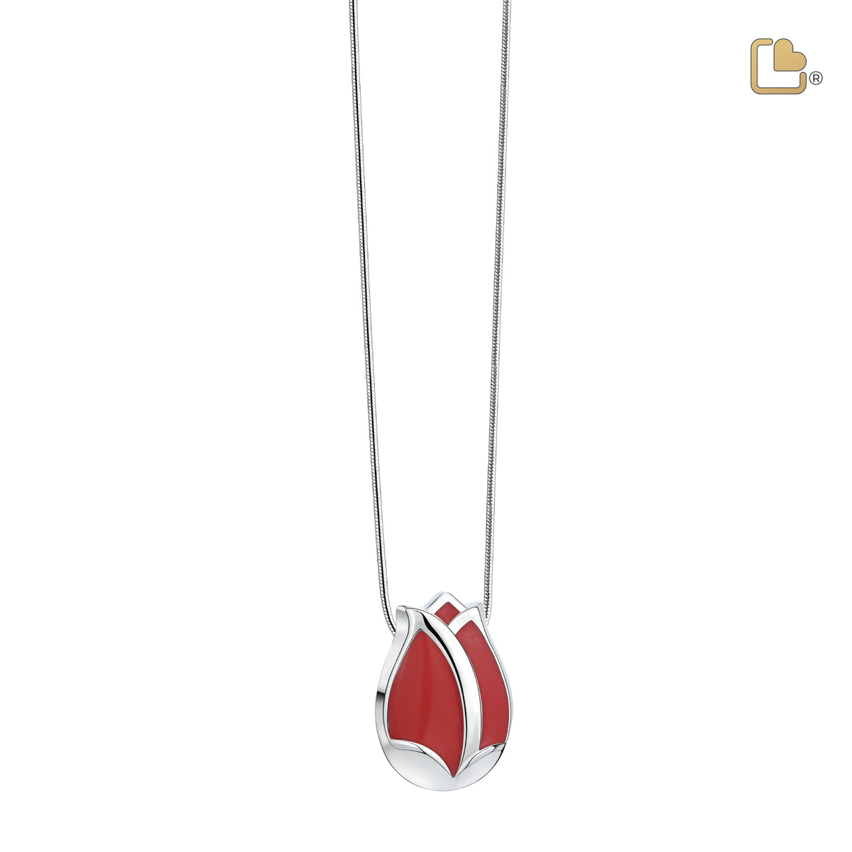 Tulip Ashes Pendant Pearl Red & Polished Silver