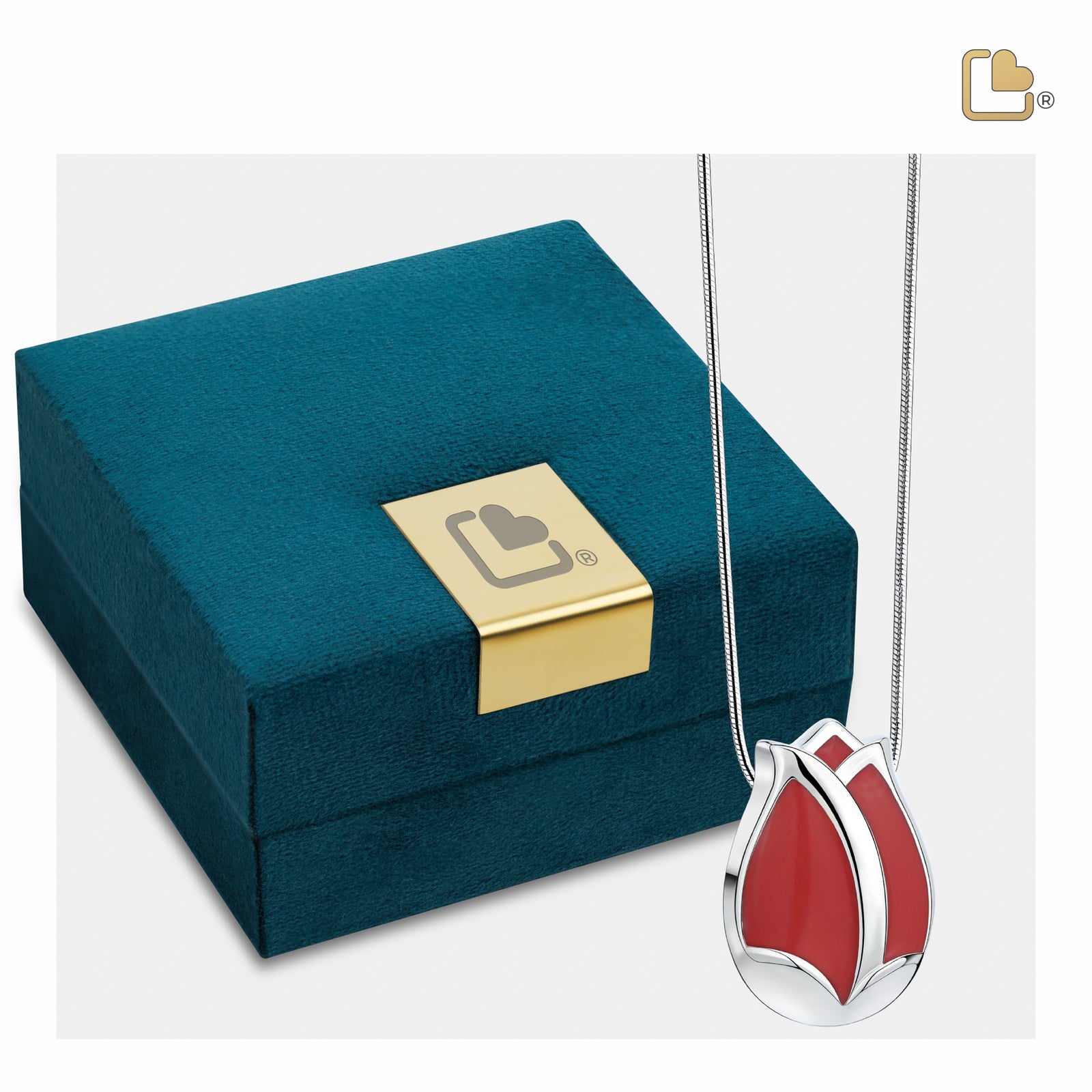 Tulip Ashes Pendant Pearl Red & Polished Silver