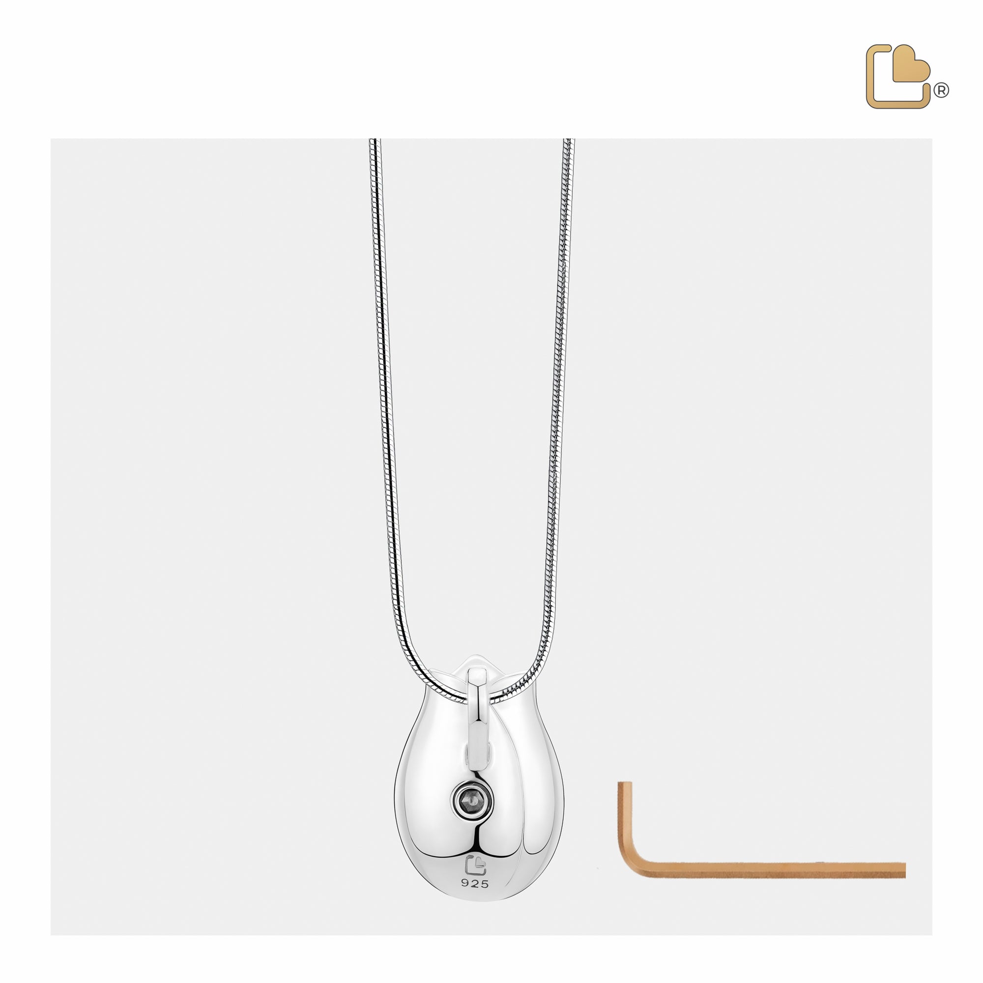 Tulip™ Ashes Pendant Pearl White & Polished Silver