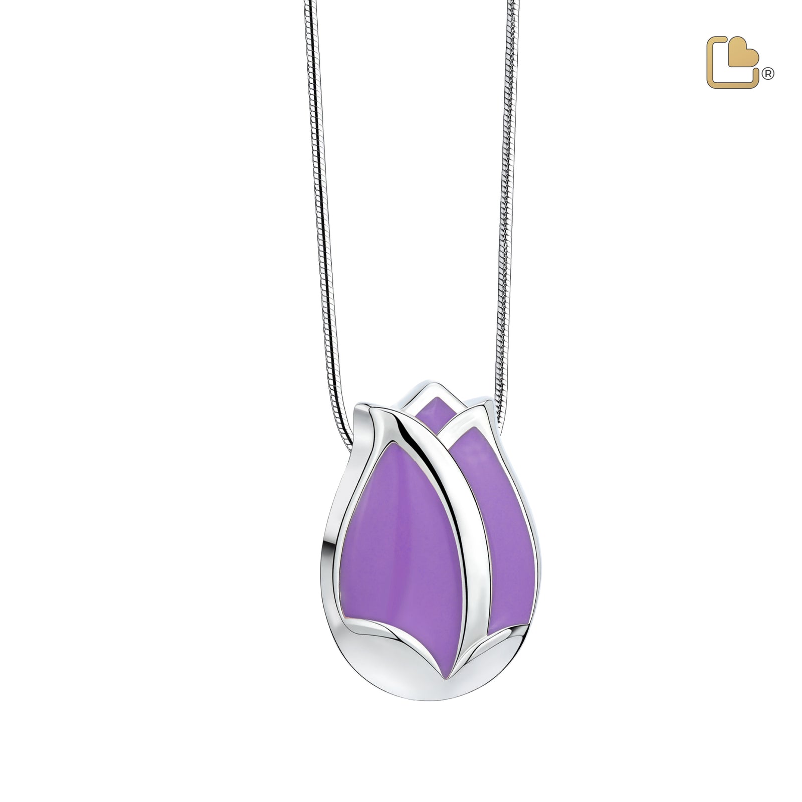 Tulip Ashes Pendant Pearl Purple & Polished Silver